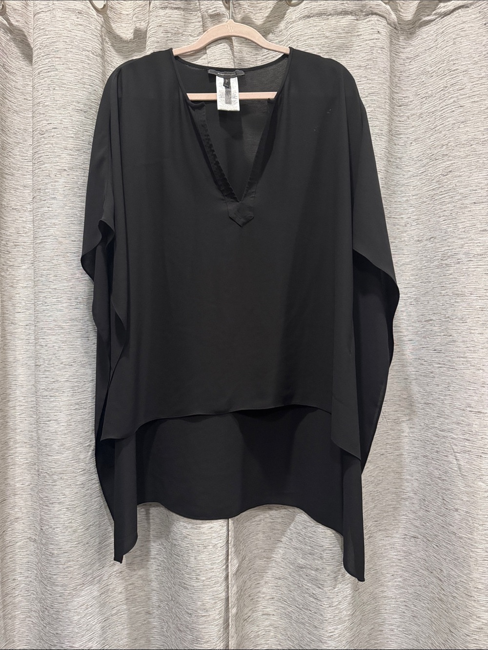 BCBGMaxAzria Black V-Neck Draped Tunic